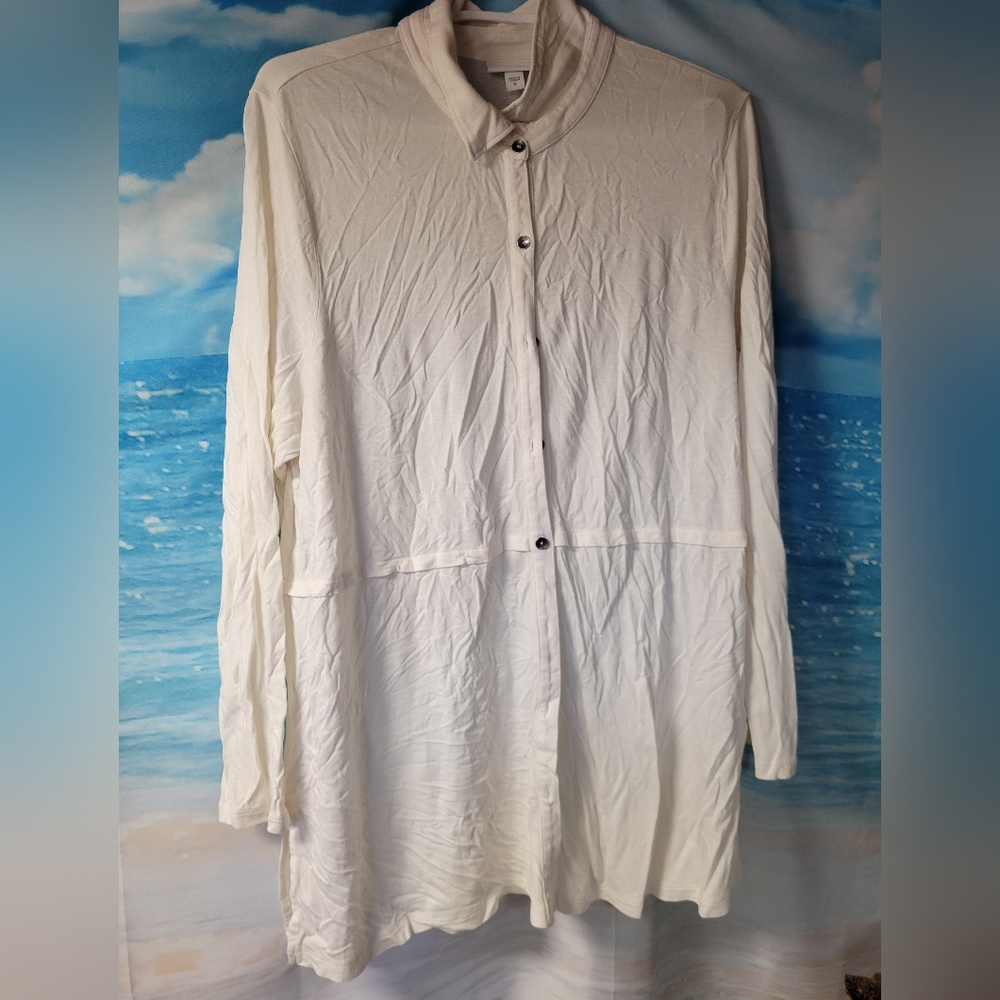 J.Jill White Long Sleeve Womens Blouse Size XL